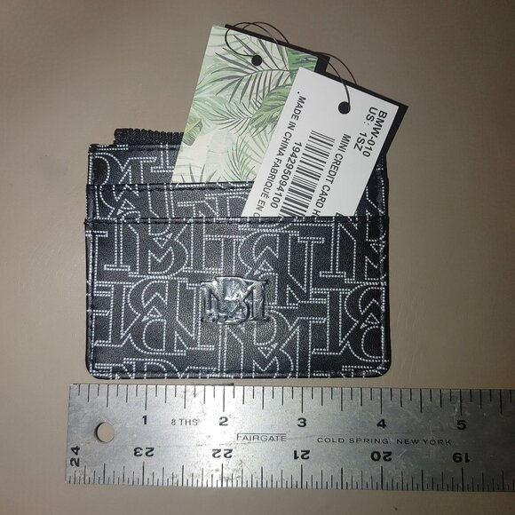Badgley Mischka Black White Logo Monogram Mini Credit Card Holder Coin Wallet - Picture 3 of 8